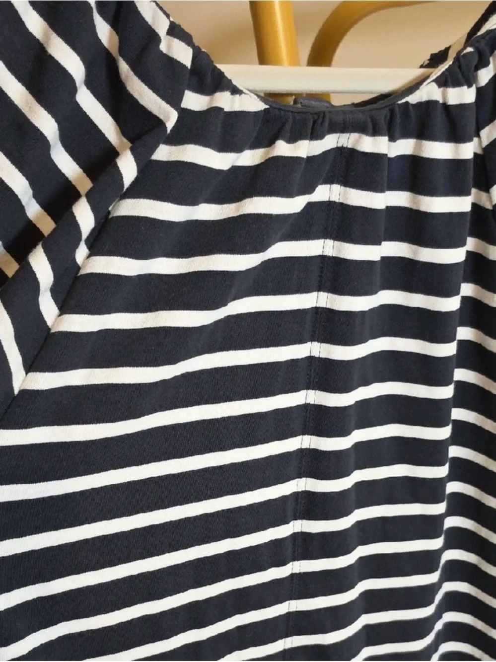 XS J. Crew Black and White Striped puff Long Sleeve midi Dress